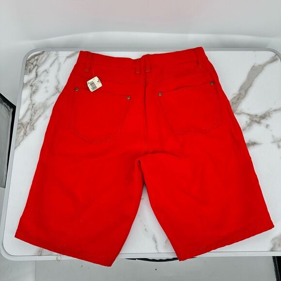 Vintage Disney Mickey Mouse Jean Bermuda Shorts Waist 32” Red Embroidered - Picture 8 of 11